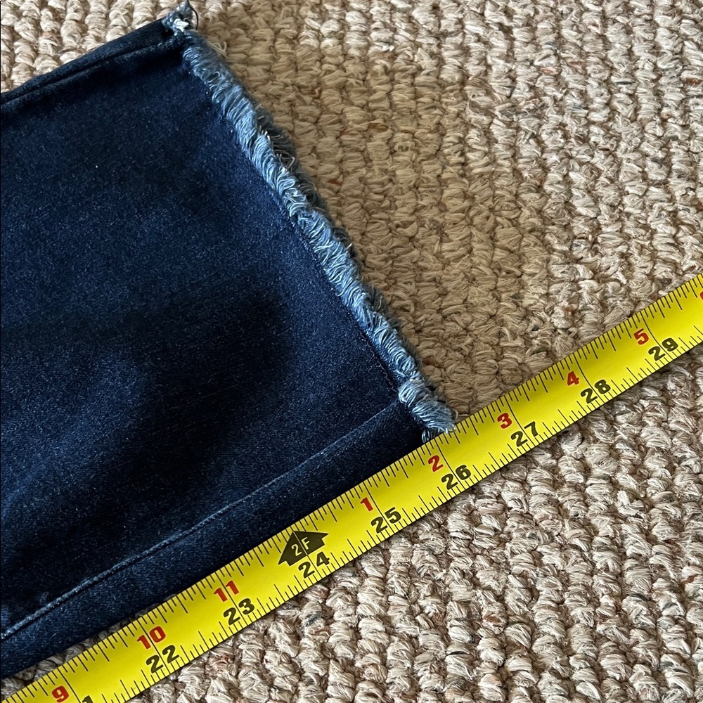 NYDJ Dark Indigo Frayed Hem Cropped Jeans